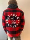 OVO Flannel Jacket Sherpa & Leather Red White Plaid October's Very Own Owl Drake
