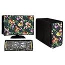 Amazin Homes Stylish Printed 3 in 1 Dust Proof Computer / Desktop Cover Set | Set of 3 - Desktop CPU Keyboard Covers | Floral Print -18.5 Inch