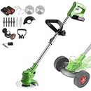 24V 3000mAh Cordless Lawn Weed Cutter Grass String Trimmer Electric Mower Pruning with 2pcs Batteries