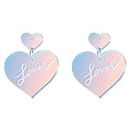 KATOCHUG Taylor Lover Heart Earrings for Women Trendy Earrings Dangle Drop Earrings TS Tour Concert Gifts for Fans (ST Transparent laser)