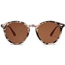 SOJOS Retro Round Polarized Sunglasses for Women Men Classic Vintage Sunnies SJ2069 with Brown Tortoise/Brown
