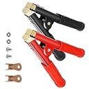 2PCS Car Battery Alligator Clips Set 1000A Heavy Duty Pure Copper Crocodile Clamp for Jumper Cables Boost for Vehicle Accessory (Black+Red)