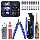 Tanstic 25Pcs Coax Cable Crimper Tool Kit, Including Coax Crimping Pliers and Coax Wire Stripper, Wire Cable Cutters F Compression Connectors and Screwdriver for Cable TV Video Audio