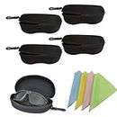 LYSAIMG 5Pcs Zipper Shell Sunglasses Glasses Case with Plastic Carabiner Hook,Sunglasses Hard Case Storage with 6Pcs Glasses Cleaning Cloth