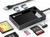 WARRKY Lettore Schede SD [ 75cm in Nylon Intrecciato, Porte USB 3.0 supplementari, 5Gbps ] Card Reader 7-in-1, adattatore micro SD per microSD, SDXC, SDHC, CF, MS, MMC, Micro SDXC/SDHC, UHS-I, Altro