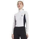 HR Farm Women's Ice Feel Quick Dry Performance Rider Longsleeve Shirt (White/Black, Medium)