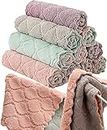 12 Pack Kitchen Towels Quick Dry Washcloths, Coral Velvet Dishtowels Multipurpose Reusable Cloths, Soft Tea Absorbent Cleaning Cloths Double-Sided Microfiber Lint Free Rags.