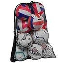 Diompirux Große Tragbare Ballnetz für 10-12 Bälle, Mehrzweck Balltasche, Netztasche aus Nylon mit Kordelzug und Schultergurt, altbar, Aufbewahrung, wiederverwendbar für Fußball, Basketball, Volleyball