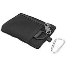 Outdoor EDC Molle Pouch Wallet Mini Portable Key Card Case Bag Coin Purse with Tactics Waist Zipper Compact Pocket Multi Function Small Holster (Black)