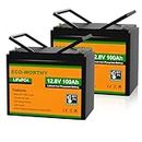 ECO-WORTHY (2 pack) 12V 100Ah LiFePO4 Lithium Batteries Built-in 100A BMS Low Temperature Protection, Up to 15000+ Life Deep Cycles, Perfect for RV, Marine, Motorhome, Household Battery