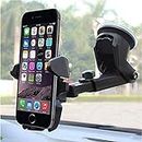 CEUTA® Premium- Car Mobile Phone Holder - Telescopic One Touch Long Neck Arm 360 Degree Rotation | Ultimate Reusable Suction Cup Mount Mirror Stand Anti Shake & Fall Prevention Adjustable Vibration Pads Universal Vehicle Interior Automobile Accessories Supports for Dashboard / Windshield / Desktop (Assorted Color) Up to 6.5 inch Smartphones