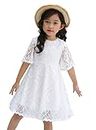 Youwon Flower Girls Dress Lace Dress Vintage Country Wedding Party Dress 2-6 7-16, Off-white, 6-7 Years