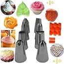 Skytail Cake Decorating Nozzle 8pcs Icing nozzles, Cake border decoration cupcakes topper tools, Cream filling piping tips Star, Flower, Leaf, Basket, Rosenozzles( 1M, 2D, 2F, 124, 336, 2B, 172, 113L)