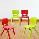 RUDRAMS Big Kids Chair for 4 to 10 Years || Strong Plastic Chair for Kids || Nursery School Kids Chair || Chairs for Kids Sustain Upto 150 kg (4, Red & A.Green)