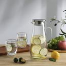 1.8L Slim Clear Glass Pitcher Water Juice Tea Jug Cold/Hot Kettle Carafe w/Lid