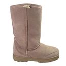 BEARPAW Boots Womens 9 Suede Shearling Lined Rubber Sole Natural Color