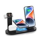COKOEYE 4 in 1 Magnetic Wireless Charging Station Compatible for iPhone 15/14/13/12/11 Pro/Pro Max/15/14 Plus, AirPods 3/2/1, Pro 2/1, and Apple Watch Ultra 9 8 7 6 SE 5 4 3-WITH 1 YEAR WARRANTY-Black