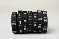 (PI) Size Label (XS, S, M, L, XL, XXL, XXXL) [ Pack of 350 Labels]Number Roll Tags for Clothing, Dresses, and Other Project(Black)