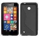 ebestStar - Funda Compatible con Nokia Lumia 630 Carcasa Gel Silicona Gel TPU Motivo S-línea, S-Line Case Cover, Negro [Aparato: 129.5 x 66.7 x 9.2mm, 4.5'']