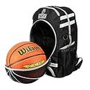 Kitsack - The Ultimate Basketball & Netball Ball & Kit Carrying Rucksack – With Separate Ventilated Ball Compartment – Padded Straps – Black