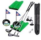Golf Playset Kids Toddler Metal Golf Club Logo Practice Ball Sports Indoor and Outdoor Play Golf 24 Inch Training 17 Pcs with Backpack (Free Two Realistic Golf Green Mats)