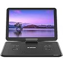 17.9" Portable DVD Player with 15.6" Large HD Screen, 6 Hours Rechargeable Battery, Support USB/SD Card/Sync TV and Multiple Disc Formats, High Volume Speaker,Black
