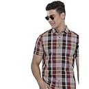The Indian Garage Co Men's Checkered Slim Fit Shirt (0323-SHSMCH-02-01_Navy & Green XL)