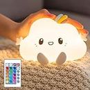 Cute Cloud Night Light Kids【16 Colors+Remote】Baby Night Light Baby, Dimmable Kids Night Light Lights for Bedroom, Rechargeable Night Light Bedroom Lights, Nightlight for Children Nursery Decoration