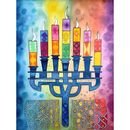 Jüdische Menora Kerzen moderne mehrfarbige Volkskunst Wandkunst Poster Druck Riese