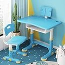 StarAndDaisy Kids Functional Desk and Chair Set, Height Adjustable Children School Study Table with, Bookholder Slot, LED Lamp,Storage for Boys Girls.Sturdy 2years-12 Years. Doodle Board. (Blue)
