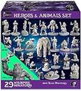28 Miniatures Hero & Animals for DND Miniatures 28mm Bulk Dungeons and Dragons Miniatures I for D&D Miniatures & DND Minis Tabletop Fantasy Miniatures & D&D Figures I Campaign Setting & Quest