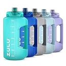 ZULU Goals Wasserflasche, 1,8 l, mit motivierender Zeitmarkierung, Strohhalm-Ausguss und Tragegriff, perfekt für Fitnessstudio, Zuhause und Sport, Aquaviva