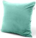 MY ARMOR Microfiber Square Pillow Cushion for Sofa & Bed | Soft, Fluffy for Comfort & Back Support | Washable & Hypoallergenic | Velvet Outer Cover with Zip | Aqua Green, Pack of 1 [24" x 24"]