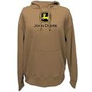 John Deere Black and Yellow Logo Mens Hoodie Hooded Sweatshirt Pullover Hoodie, Construction Brown, Large