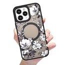 Eiyikof Compatible with iPhone 11 Pro Max Magnetic Matte Translucent Case [Luxury Shockproof MagSafe Case] [Cute Flower Pattern Hard Back Cover] iPhone 11 Pro Max Case for Women Girls-Black Floral
