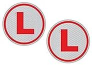 UNIq (Pack of 2) Reflective Learner Red L Windshield Learning Driver Water Resistance Sticker for Any Car Bike 9 X 9 cm