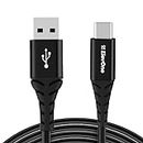 ElevOne Unbreakable 2A Fast Charging 1m Type C Cable for Smartphones, Tablets, Laptops & other Type C devices, 480Mbps Data Sync, (ECT-1, Black)