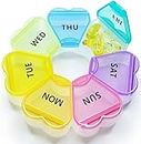 NEOUTH Cute Weekly Pill Box 7 Day Large Pill Case Organizer 1 time a Day Floral Pill Container Once Daily Pretty Medicine Dispenser for Vitamin|Fish Oil|Supplements|Medication (Rainbow)