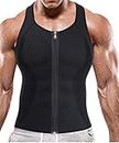BRABIC Hot Sauna Sweat SuitsZipper Closure Tank Top Shirt for Weight LostWaist Trainer Vest Slim Belt Workout Fitness-Breathable Neoprene Fabric (Black Sauna Tank Top XL)