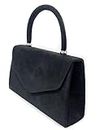 LeahWard Women's Clutch Bag Top Handle Wedding Suede Handbags 304 (Black)