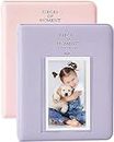 Zenko 2-Pack 64-Pockets Photo Album for Fujifilm Instax Mini 12 Mini 11 7s 8 8+ 9 25 50s 70 90, 5 x 7.6 cm Mini Photo Album Compatible with Instant Camera, Photo Book, Name Card Holder (Pink and Lavender)
