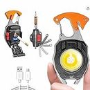 ZXCVB Multifunction Keychain Flashlight, Mini Keychain LED Small Flashlight, 6 Modes Rechargeable Lighter (Orange)