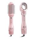 Ikonic 3 in 1 Express Styler Pink, Professional Volumizer Blow Dryer 1200W Hot Air Brush for Women Innovative Air Flow Vents Mixed Styling Bristles Ceramic Titanium Tourmaline-Coated Brush Head, Multi Hair Styler for 75% shinier blowouts results