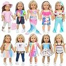 10 Sets 18 inch Doll Clothes and Accessories inlcude Mermaid Shinning Dress Outfits Bikini Hat Handbag (No Doll)
