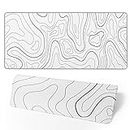 White Mouse Pad Extended Gaming Mouse Pad for Desk 31.5 x 11.8 Inch Black and White Mousepad Topographic Mouse Pad with Anti-Slip Rubber Base for Home Office