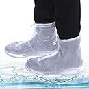 Swpeet Transparent S Silicone Waterproof Rain Shoe Covers, Reusable Foldable Overshoes Non-Slip Water Resistant Overshoes Silicone Rubber Rain Shoe Cover Protectors for Kids, Men, Women