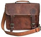 13" leather messenger bag laptop case office briefcase men computer distressed shoulder bag