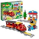 LEGO DUPLO Town Steam Train, Toys for Toddlers, Boys and Girls Age 2-5 Years Old with Light & Sound, Push & Go Battery Powered Set with RC Function, Kids' Gift Idea 10874