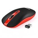 LeadsaiL Mouse Wireless Ricaricabile, Mouse Ottico Mini Silenzioso con Clic Mute, Ergonomic Mouse Senza Fili 2,4G con Nano Ricevitore, Cavo USB, 2400 DPI Mouse USB - Rosso