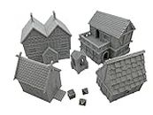 HAUTICO Little Town and Village Houses Scene, Architecture Terrain Scenery for 18-28mm Miniatures Wargame, 3D Printed and Paintable (Deluxe Edition)